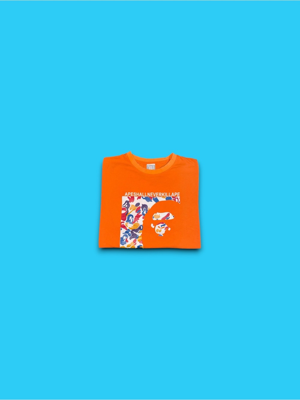 Vintage Bape A Bathing Ape Bape Shall Never Kill Ape camo logo orange tee 3XL